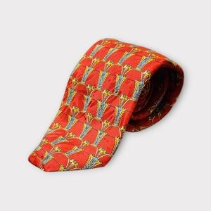 Burberry Red Patterned Silk Tie
